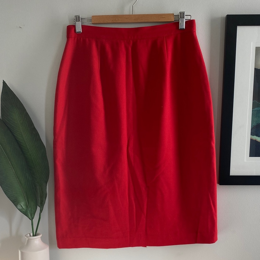 Vintage Red Wool-Blend Skirt
